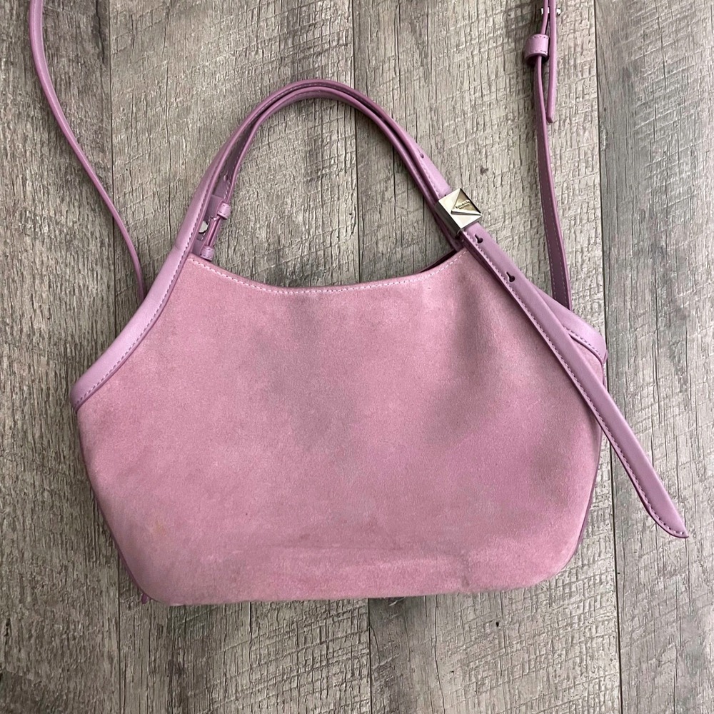 Kate Spade Lavender Suede Leather Crossbody Handbag Purple Pyramid Hardware